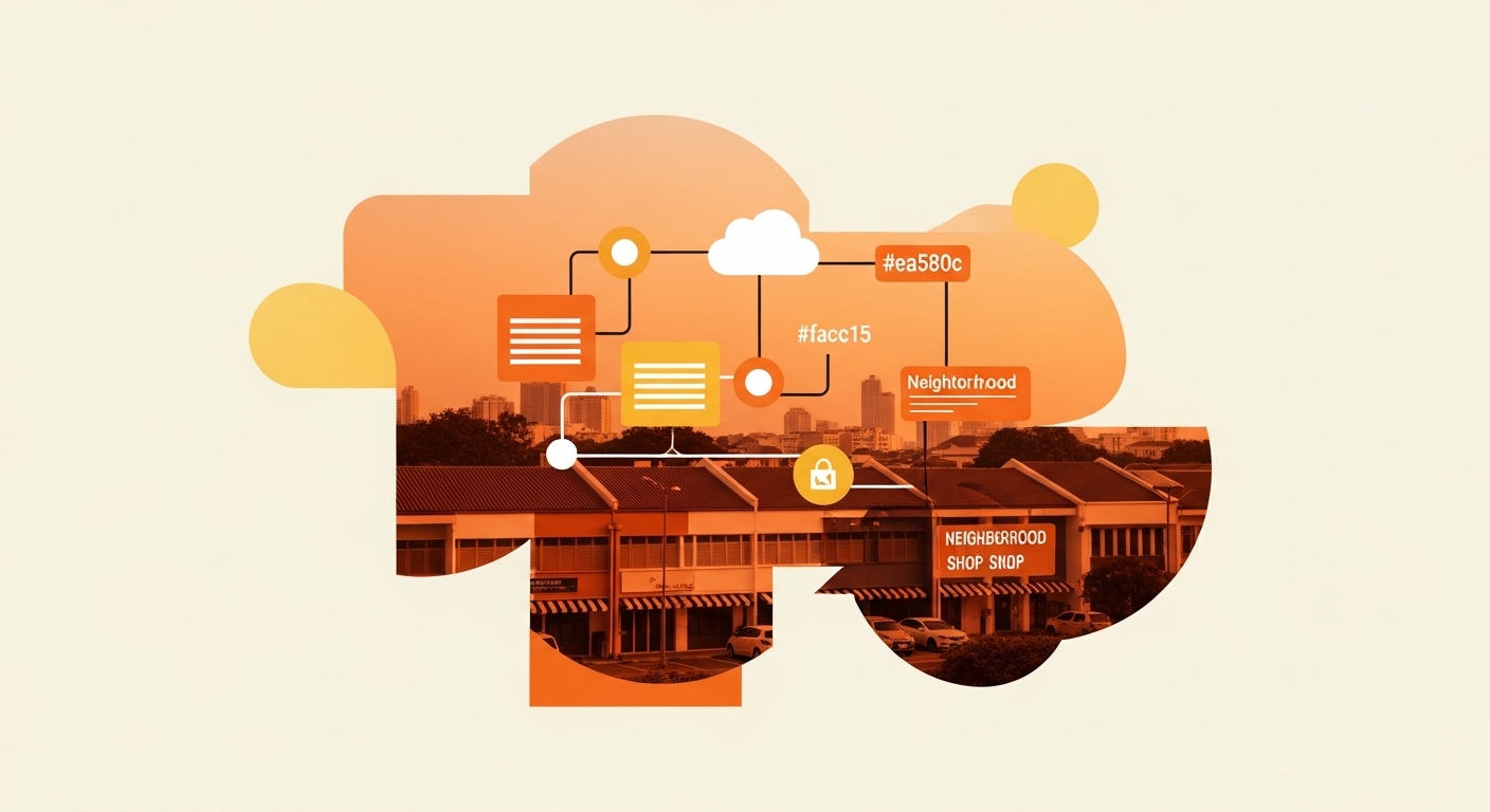 New Econ brand story illustration showing digital transformation in heartland retail
